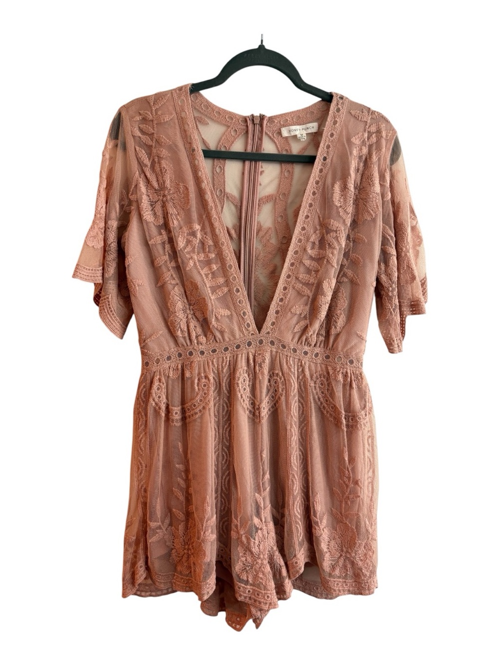 Honey Punch V-Neck Lace Romper - Picture 4 of 5